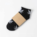 Men Socks Short Maple Leaf Athletic Weed Men Grass Black White Socks